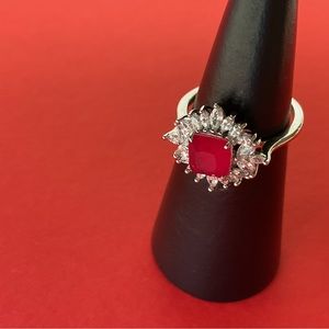 Bomb Party RBP2153 “Worth The Chase”  Hot Pink Quartz on Rhodium Size 9 Ring NWT